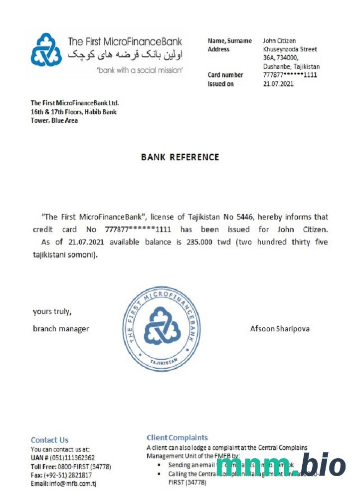 Tadżykistan pierwszy przykład odniesienia do banków mikrofinansowych w formatach Word i PDF